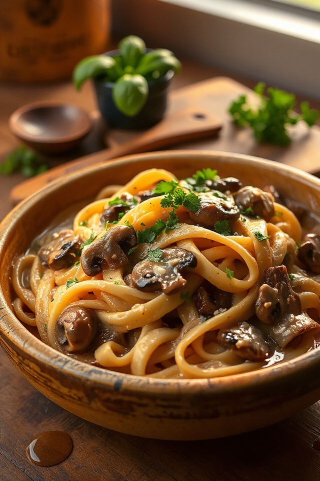 creamy vegan mushroom stroganoff
