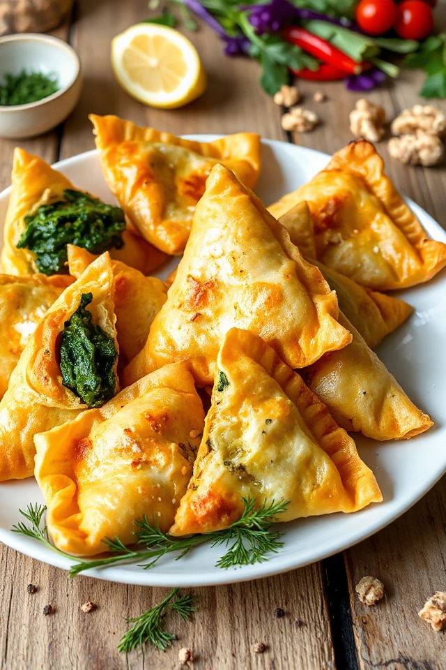 delightful crispy spinach triangles