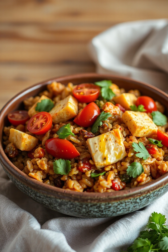 vegan jambalaya with tempeh